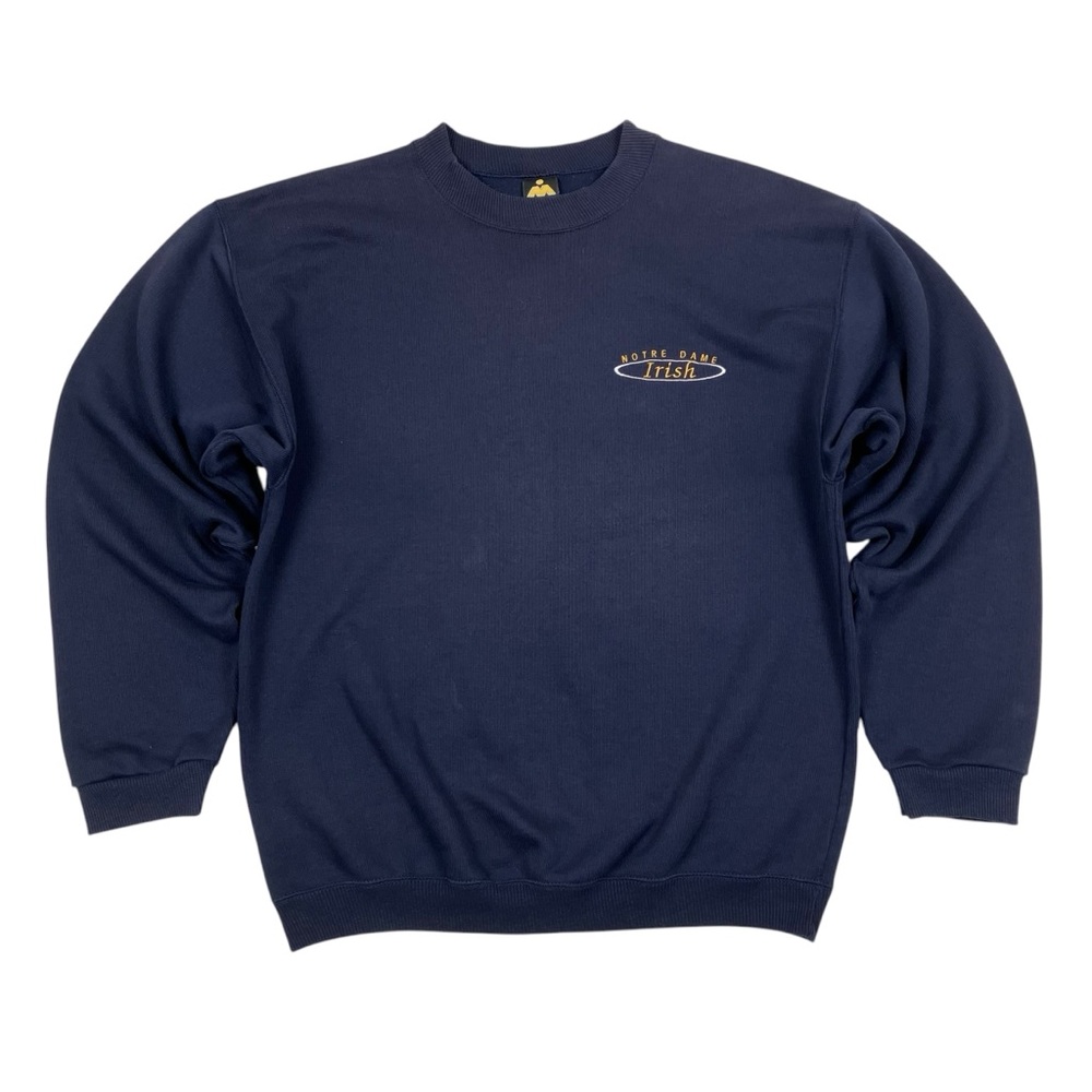 Vintage 90s Notre Dame Irish Heavyweight Long Sleeve Shirt Navy Blue USA Made